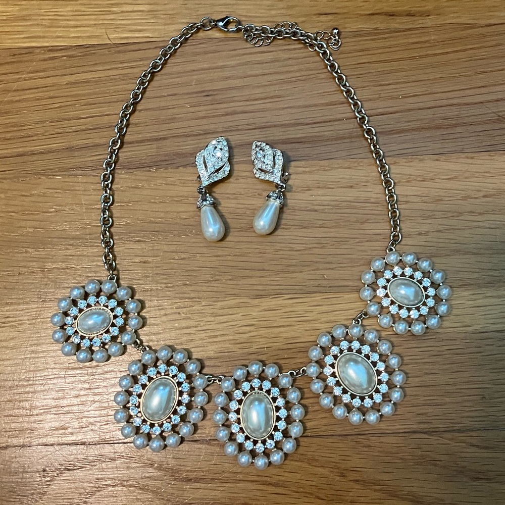 Vintage pearly coquette statement jewelry set
